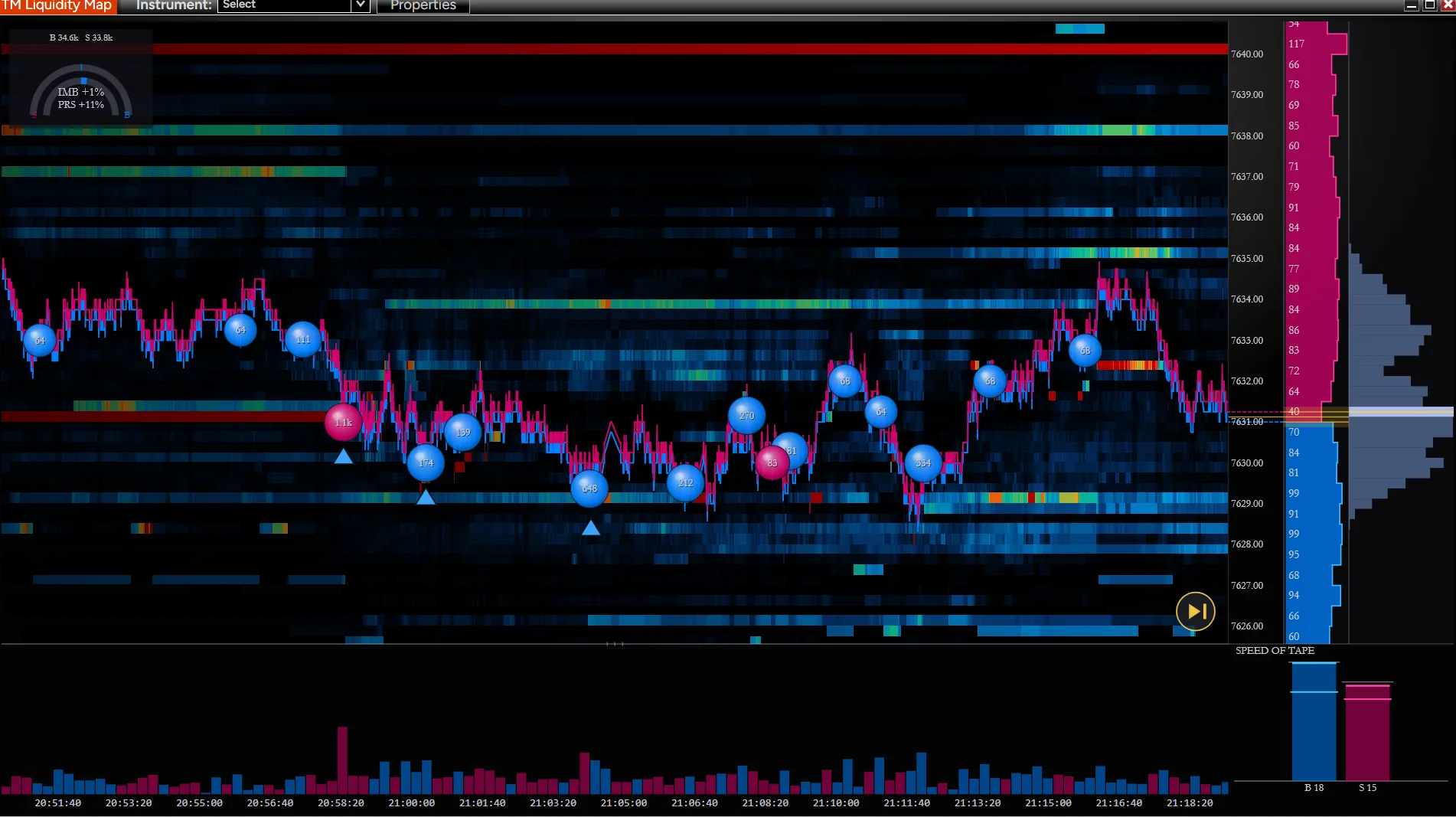 Liquidity Map — Resting liquidity heatmap with live order flow