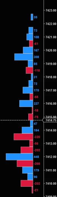 Delta Price Ladder — Bid × Ask per cell, net delta per bar