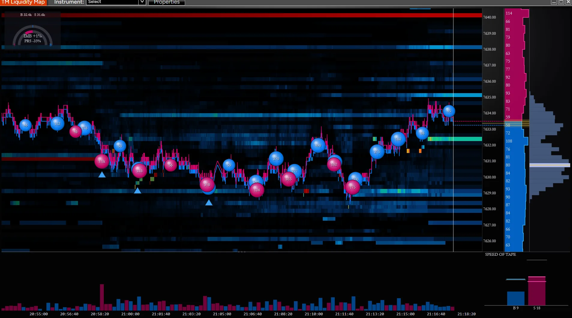 Liquidity Map — Resting liquidity heatmap with live order flow